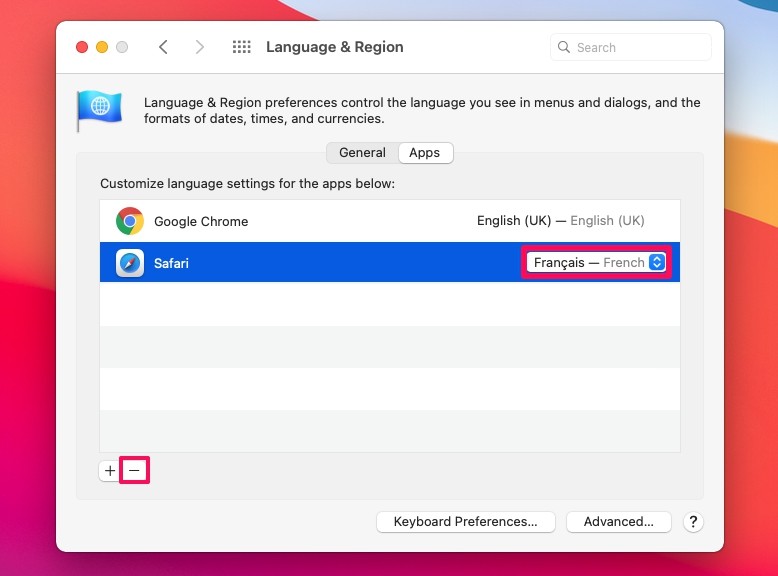 如何在 Mac 上更改特定应用程序的语言