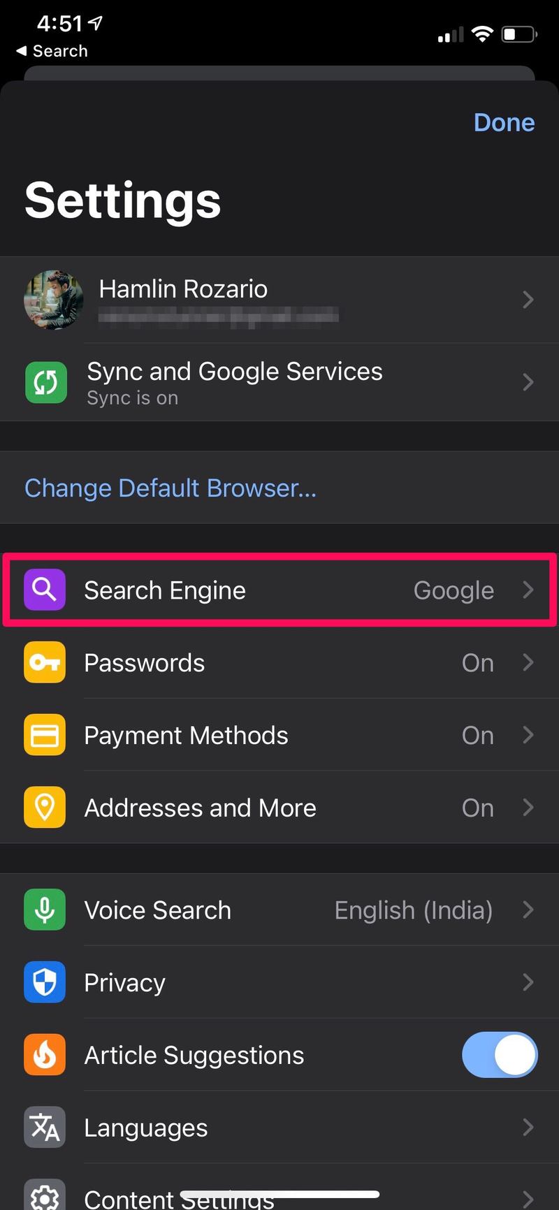 如何在 iPhone 和 iPad 版 Chrome 上更改默认搜索引擎