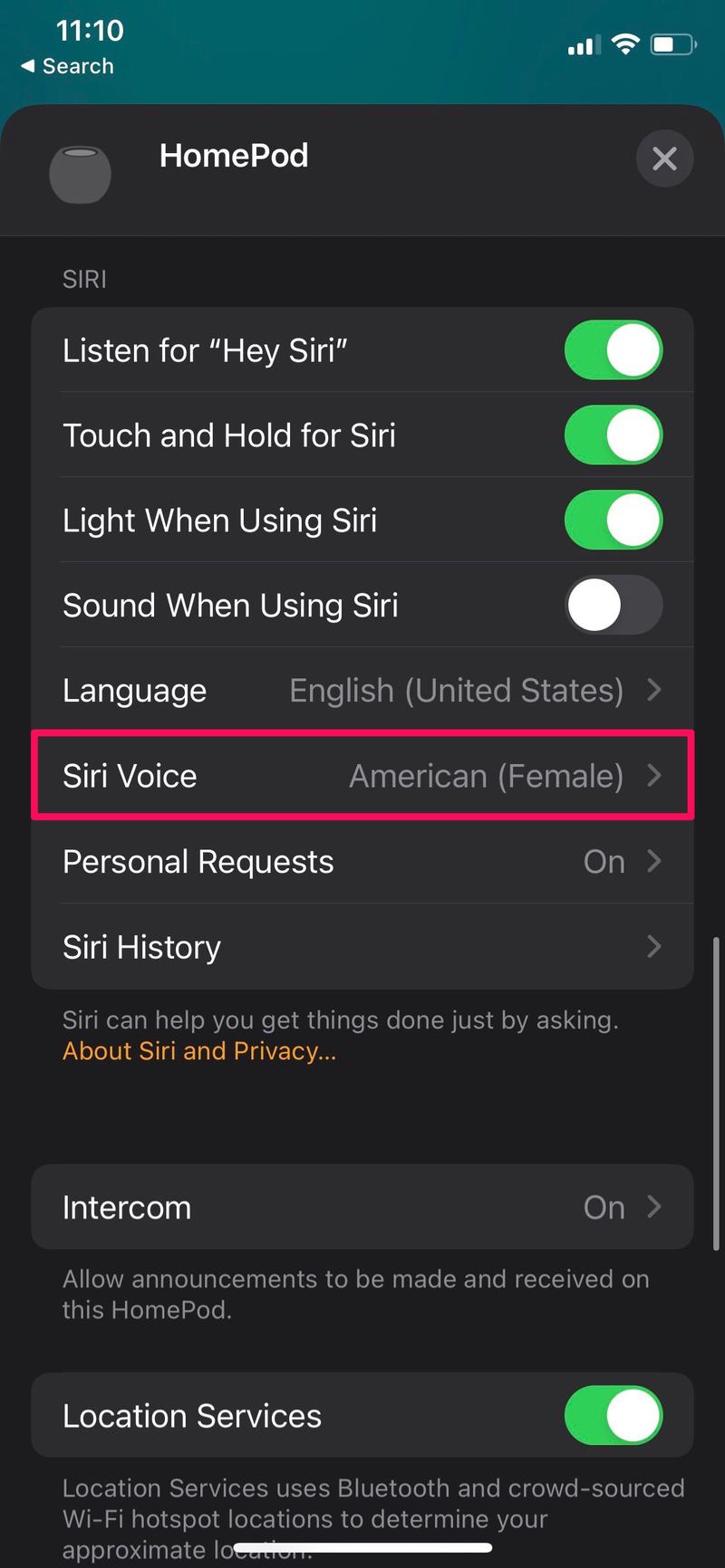 如何在 HomePod 上更改 Siri 语音和口音