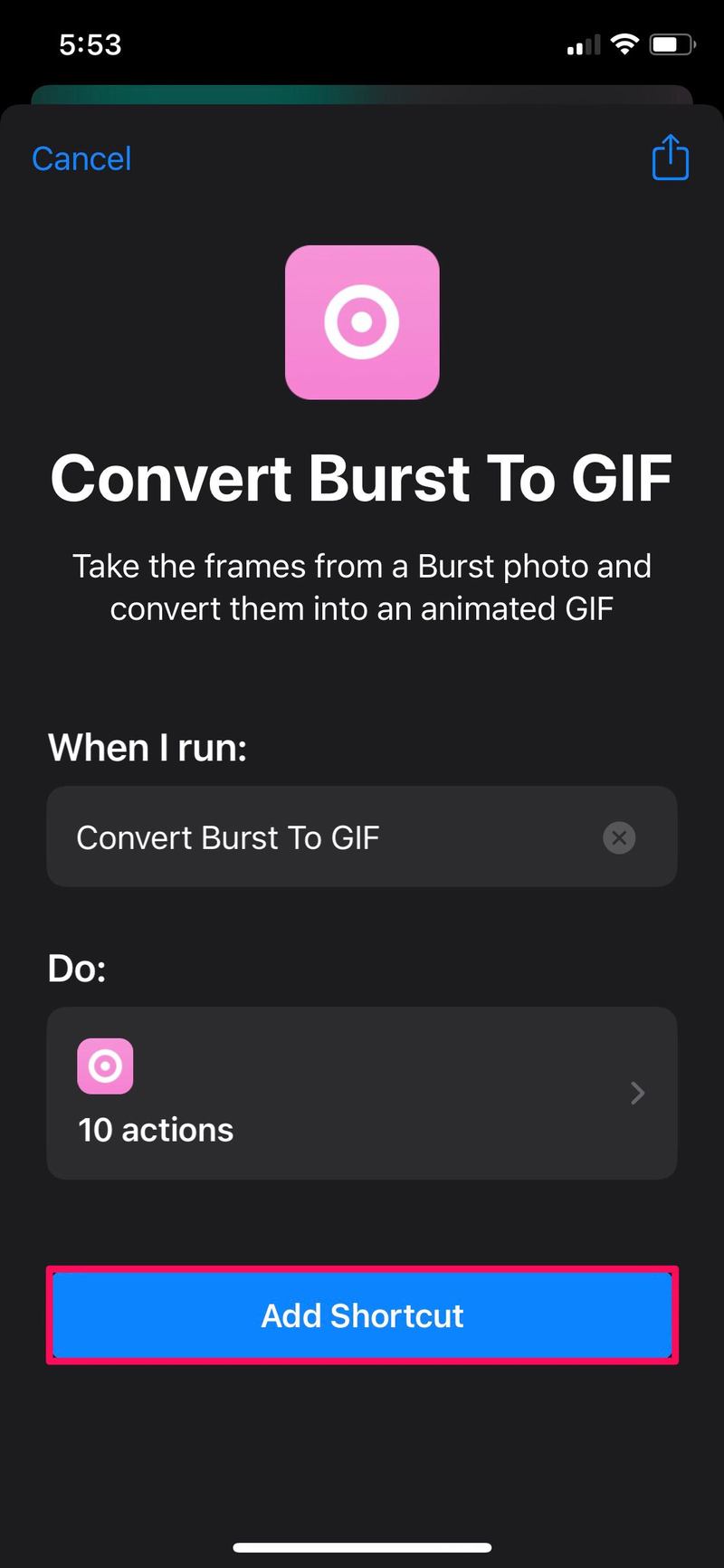 如何将连拍照片转换为 GIF在 iPhone 上