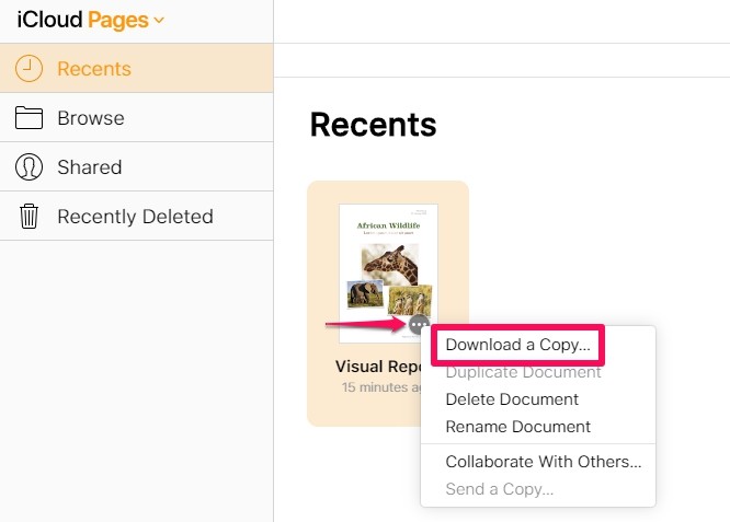 如何使用 iCloud 将页面转换为 Word Doc