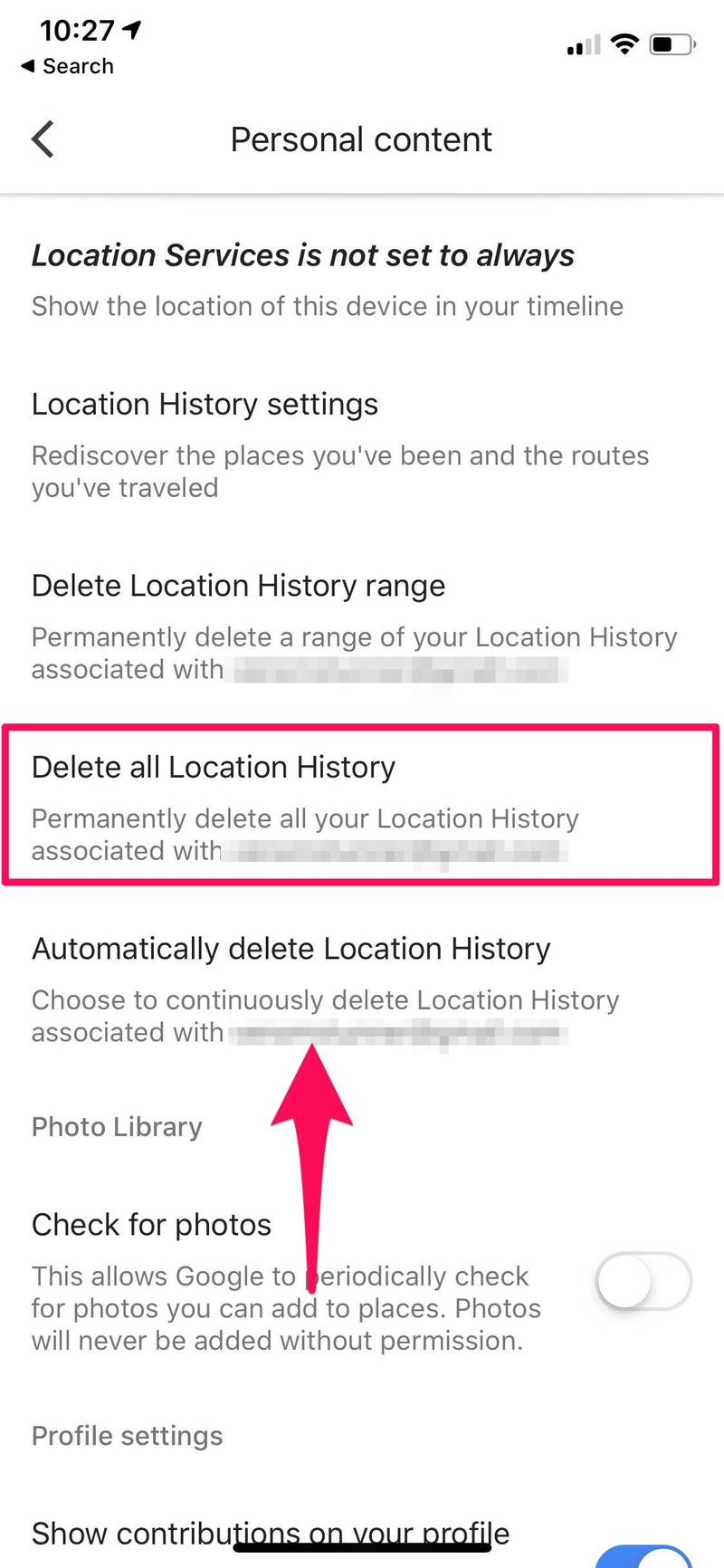 如何删除 iPhone 上的 Google 位置记录