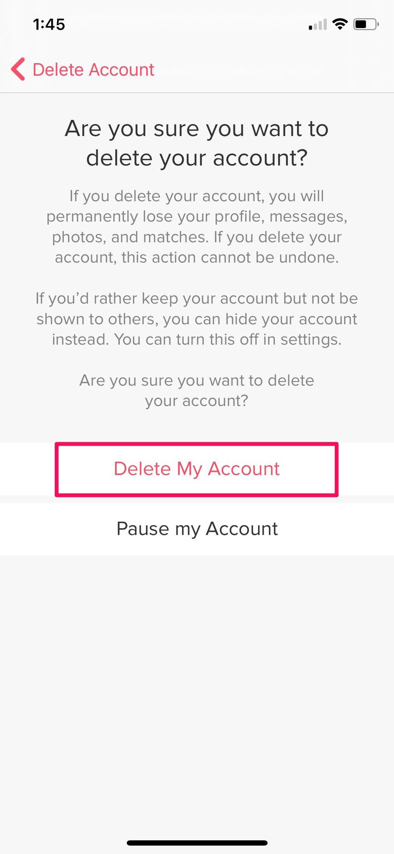 如何在 iPhone 上删除您的 Tinder 帐户