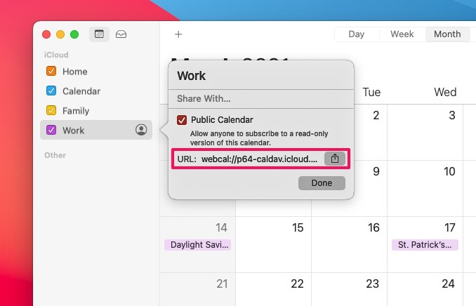 如何制作日历在 Mac 上公开