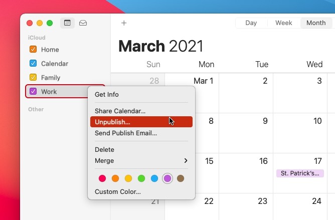 如何在 Mac 上公开日历