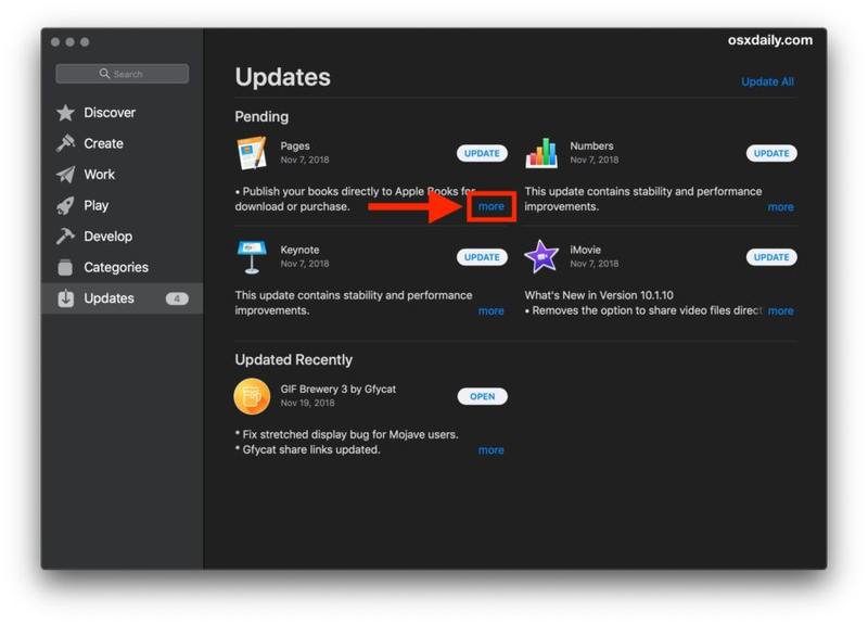 如何在 Mac App Store 中查看更新的大小