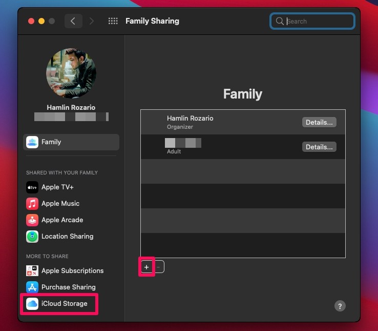 如何在 Mac 上与家人共享 iCloud 存储空间