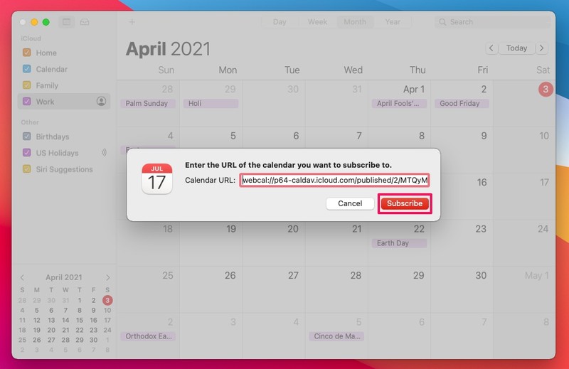 如何在 Mac 上订阅公共日历