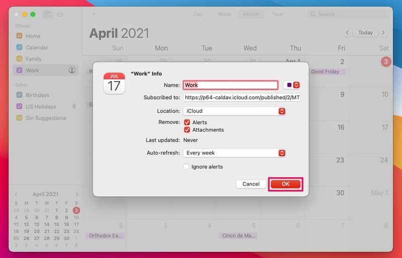 如何在 Mac 上订阅公共日历