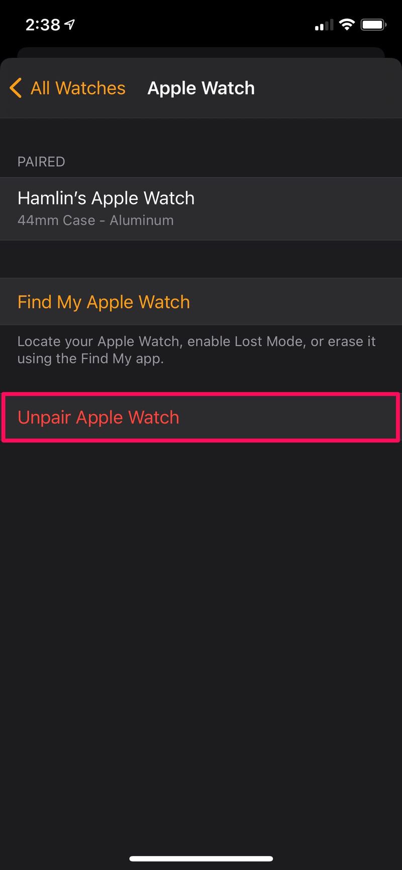 如何取消配对 Apple Watch