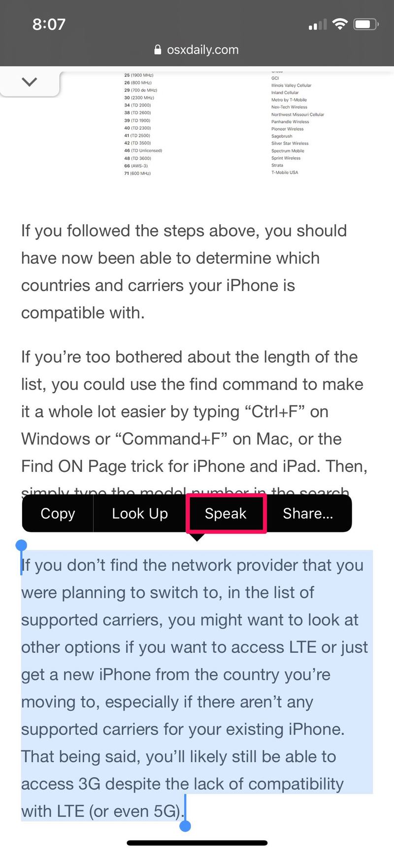 如何在 iPhone 和 iPad 上使用朗读选择