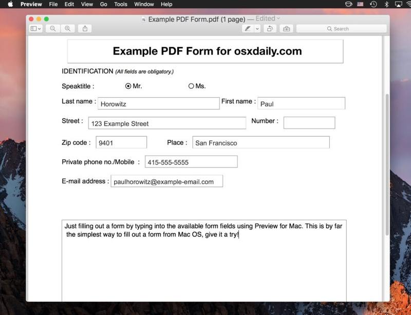 如何在 Mac 上填写 PDF 表单