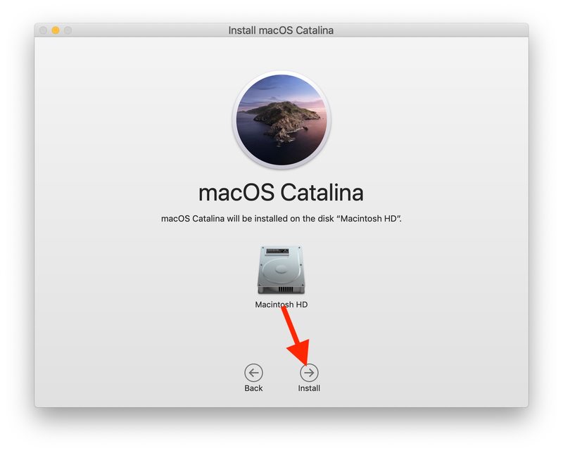 为 MacOS Catalina 和选择目标硬盘安装