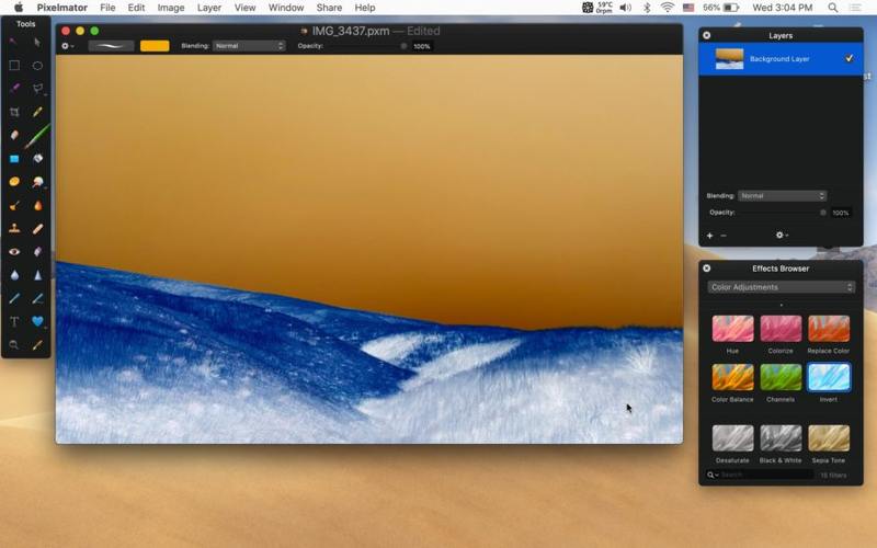如何反转图像颜色Mac 上的 Pixelmator