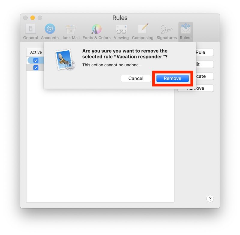 如何在 Mac 邮件中删除邮件规则应用程序