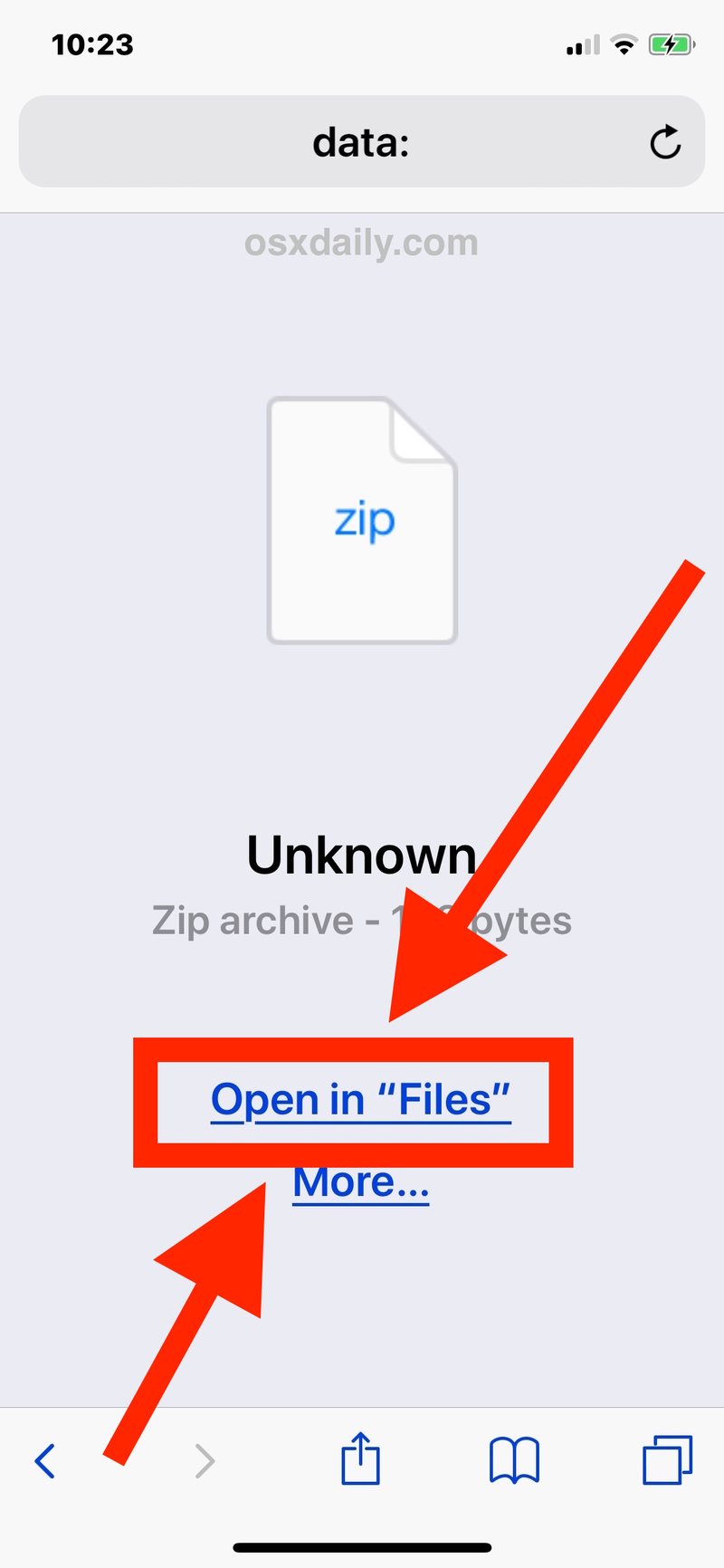 如何在 iPhone 上保存 zip 文件