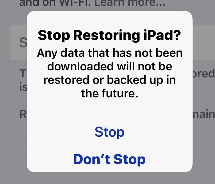 如何停止 iCloud从备份恢复到 iPhone 或 iPad