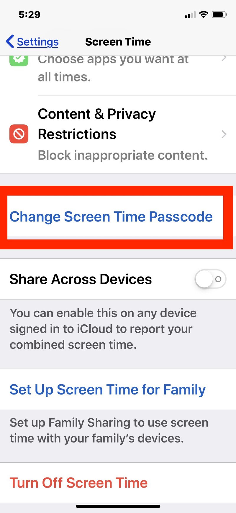 如何关闭iOS 中屏幕时间的密码