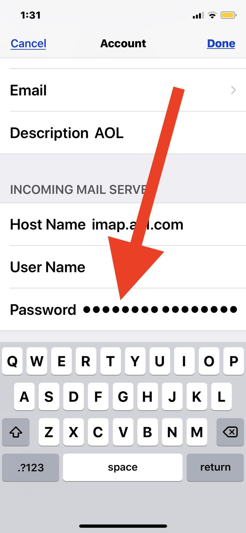 更新 iPhone 上的电子邮件密码或 iPad