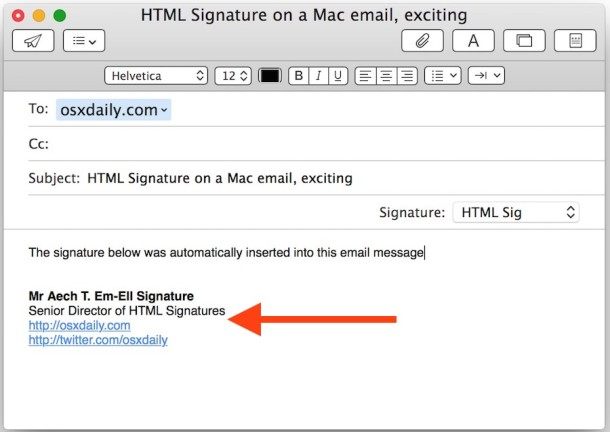 Mac 邮件应用程序中的 HTML 签名Mac OS X