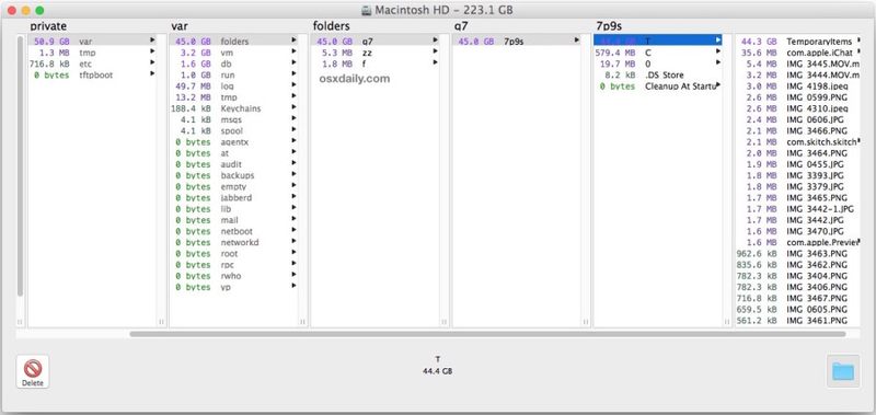  /private/var/folders/ 中显示的 Mac OS X 中的巨大临时项目文件夹
