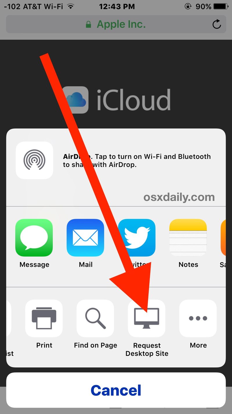 访问登录iPhone 和 iPad 上的 iCloud.com 页面