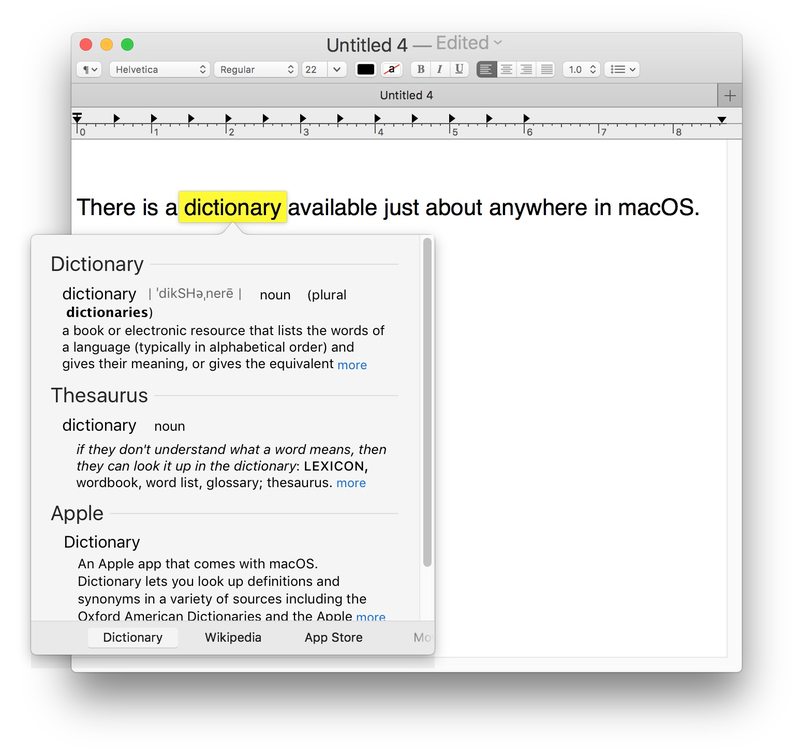在 Mac 操作系统中即时查找词典和维基百科