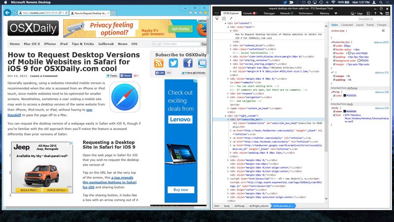 Mac OS X 上的 Internet Explorer 和 IE Web 检查器工具