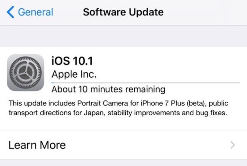 iOS 10.1 更新