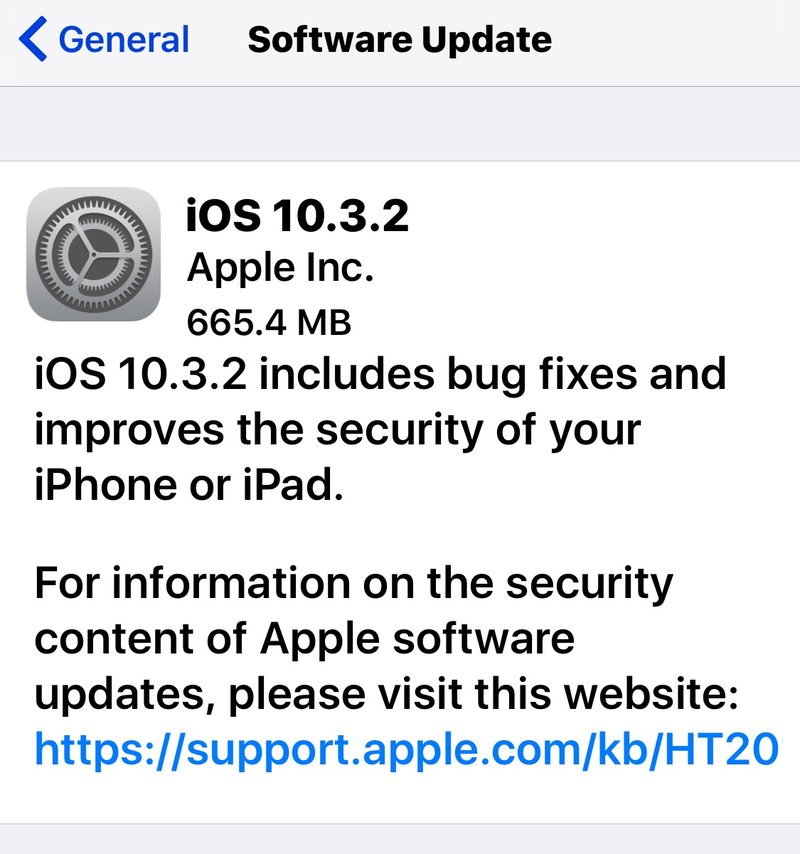 iOS 10.3.2 更新