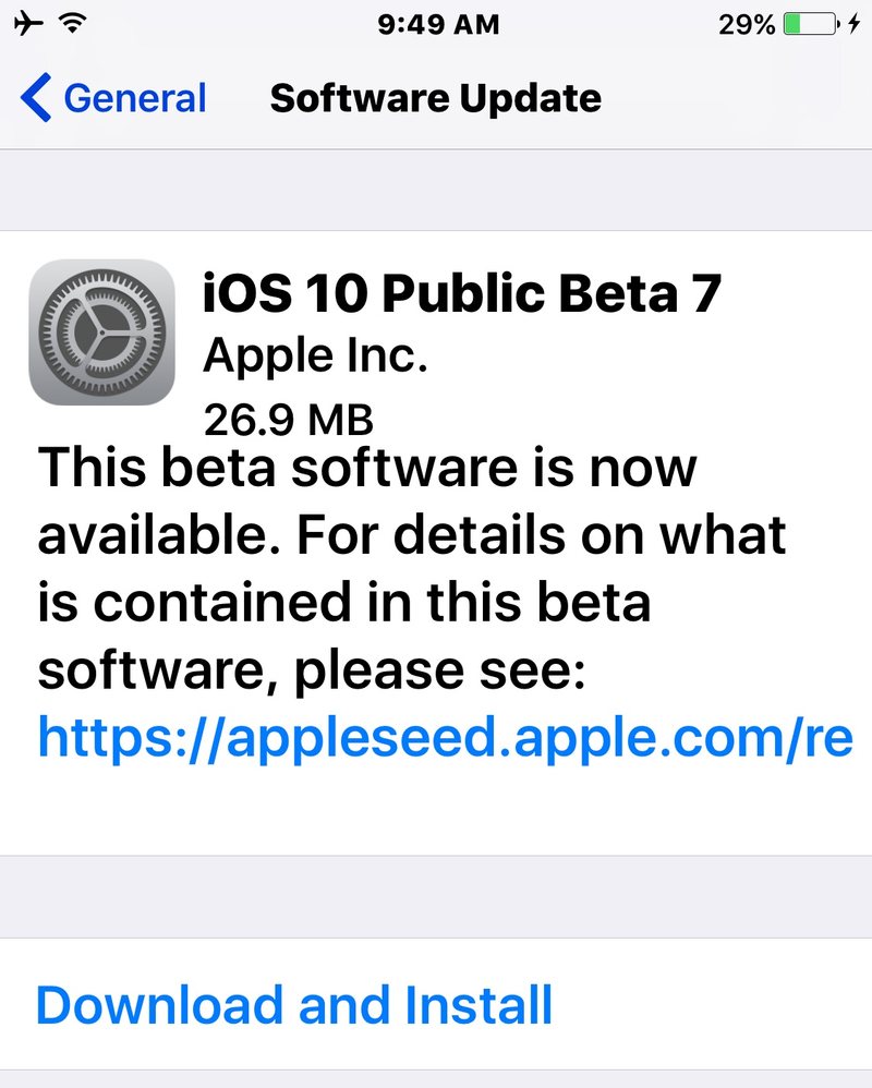 iOS 10 beta 8 和 public beta 7