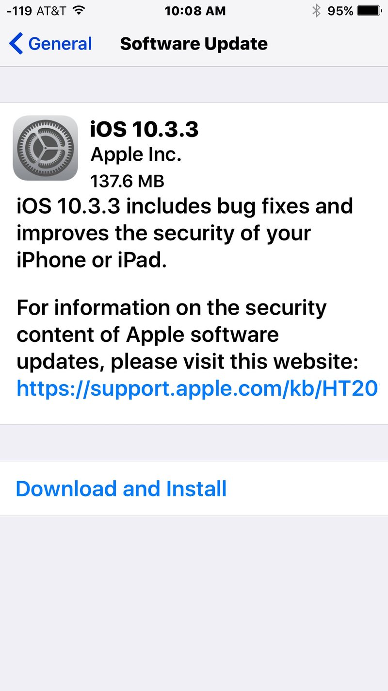 iOS 10.3.3 下载更新