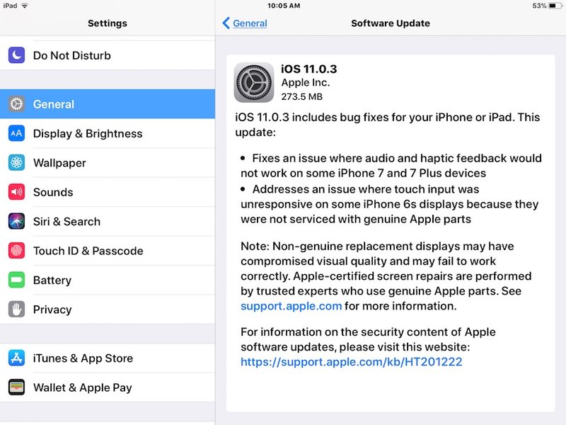 iOS 11.0.3下载安装在设置