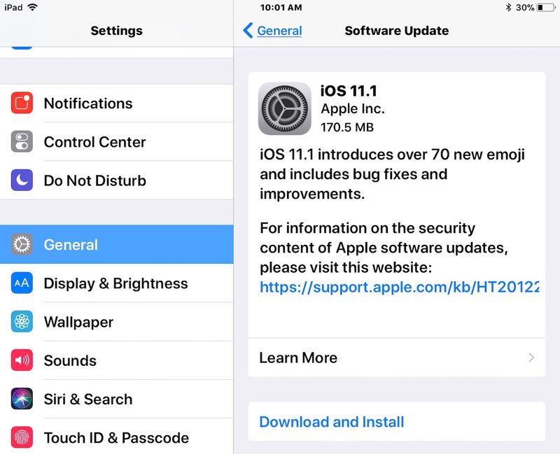 iOS 11.1更新下载