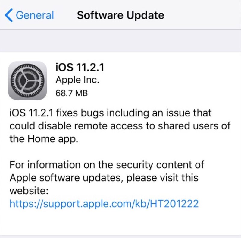 iOS 11.2.1 软件更新