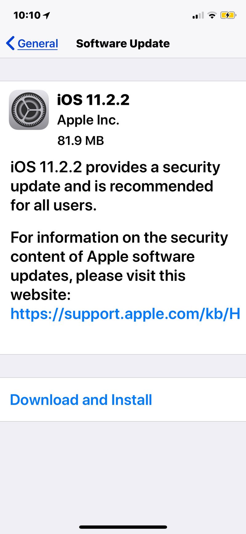 iOS 11.2.2软件更新下载
