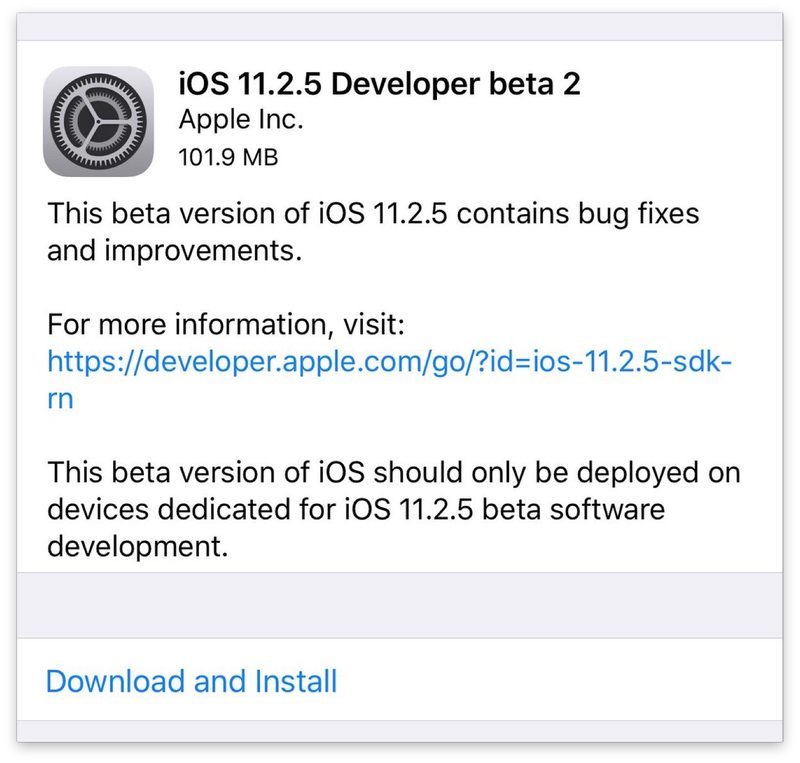 iOS 11.2.5 测试版 2