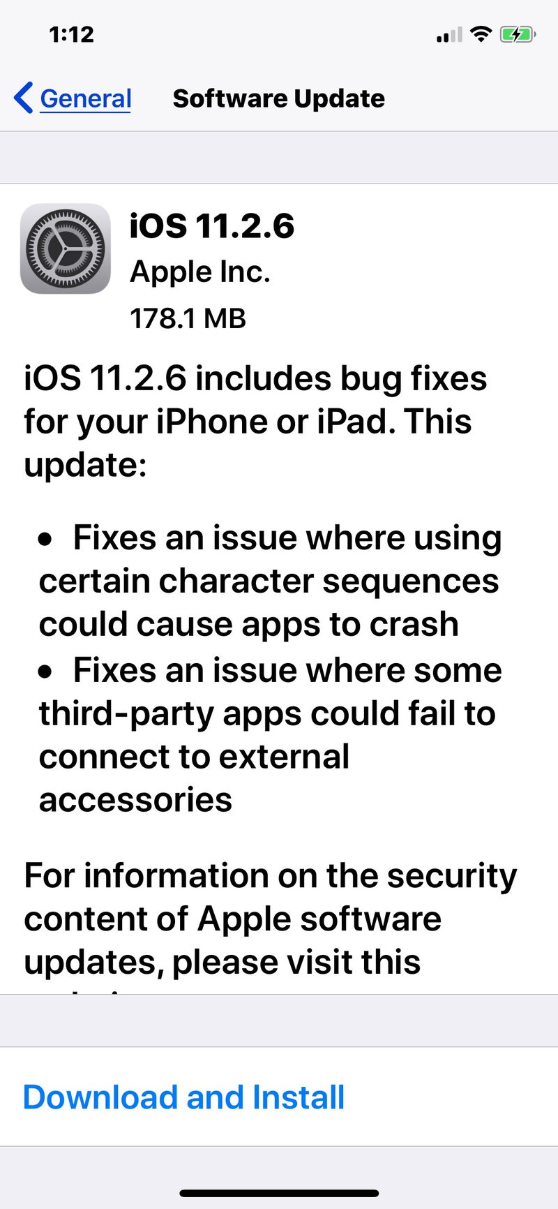 iOS 11.2.6 软件更新