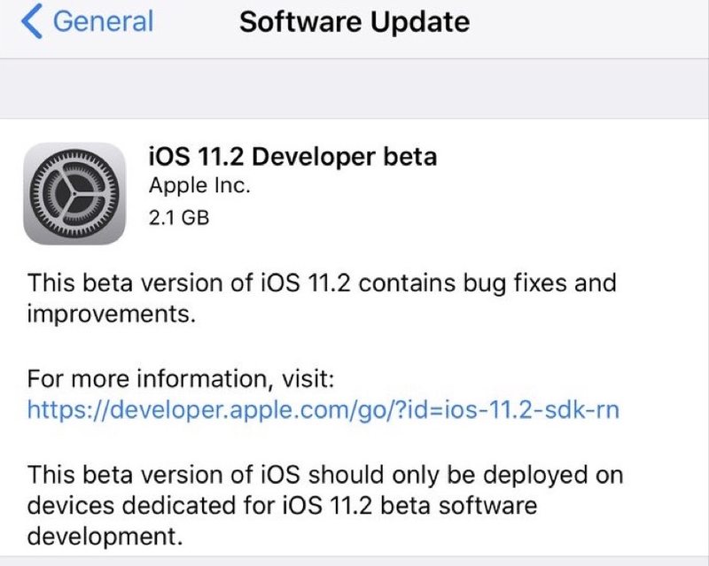 iOS 11.2 beta 1