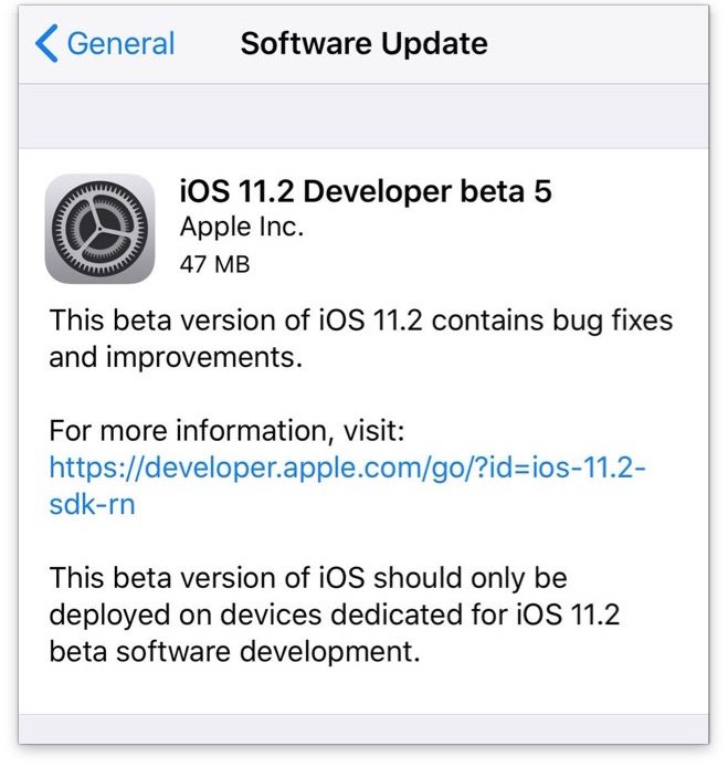 iOS 11.2 beta 5