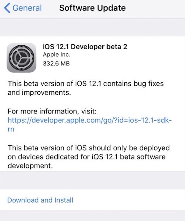 IOS 12.1 beta 2