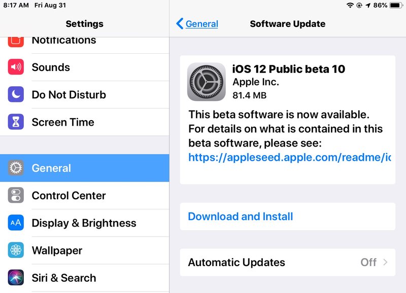 iOS 12 beta 12 和 public beta 10 