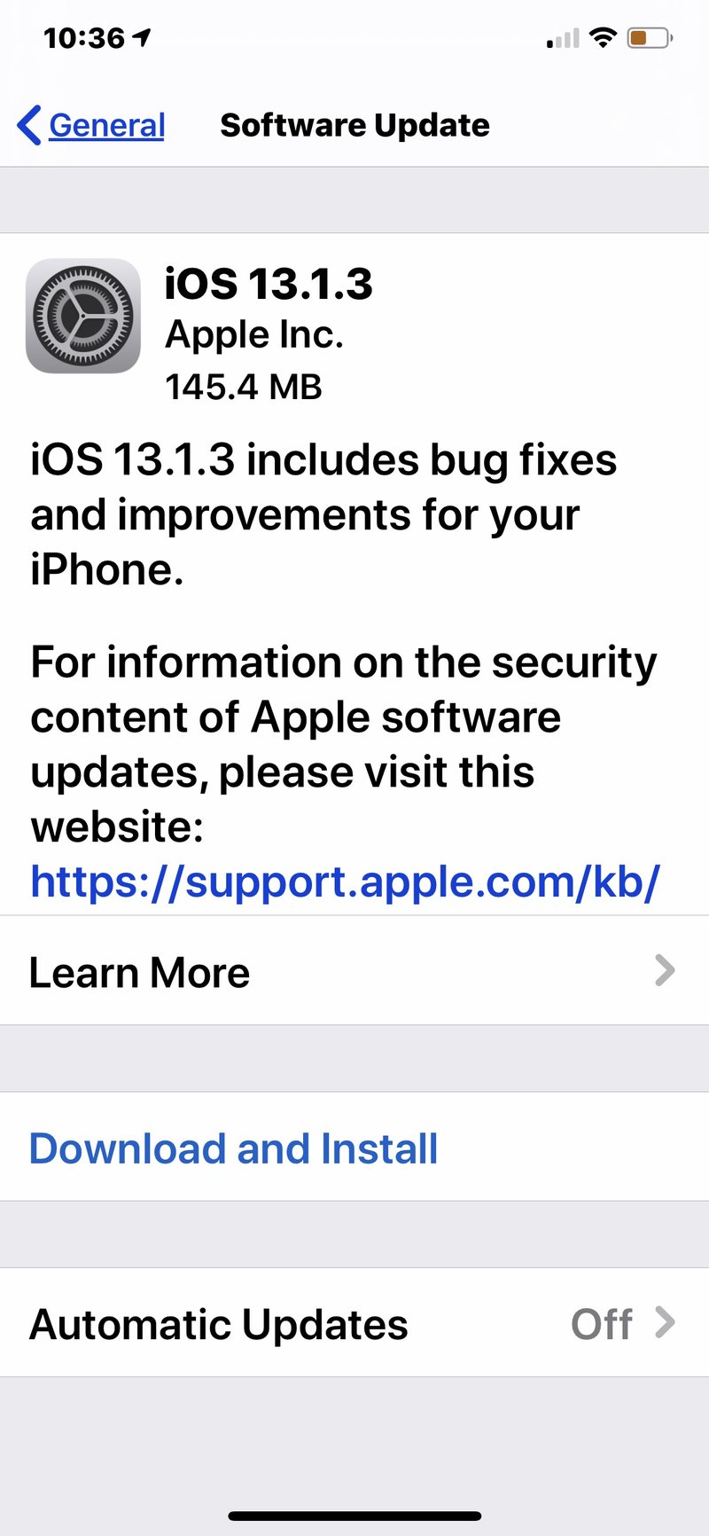 iOS 13.1.3 更新