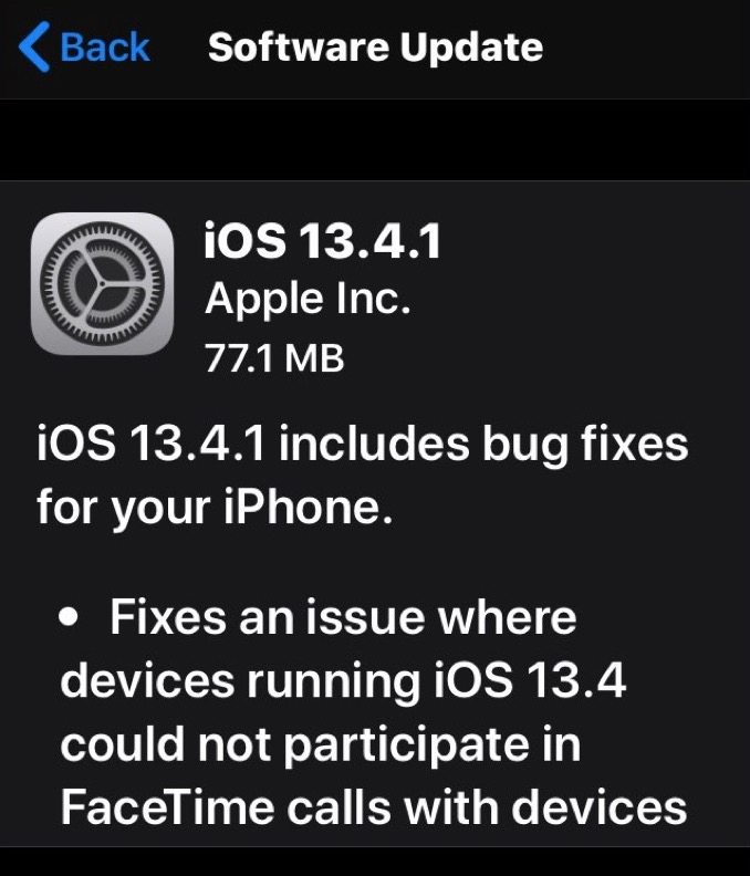 iOS 13.4.1 更新 
