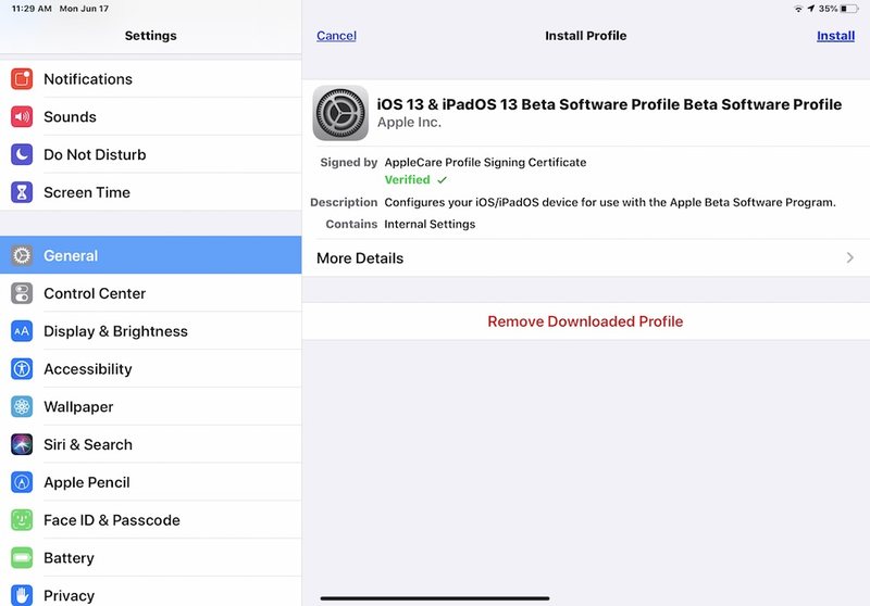 iOS 13 和 iPadOS 13 测试版必须安装配置文件