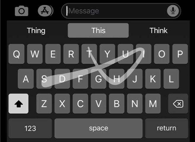 iOS 13 上的 QuickPath 滑动键盘