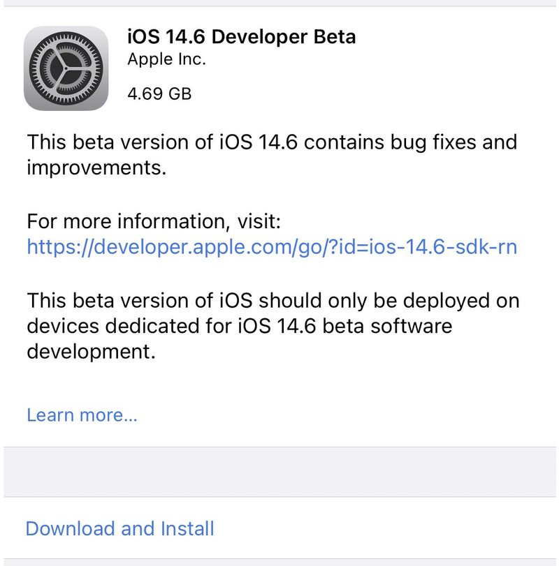iOS 14.6 测试版