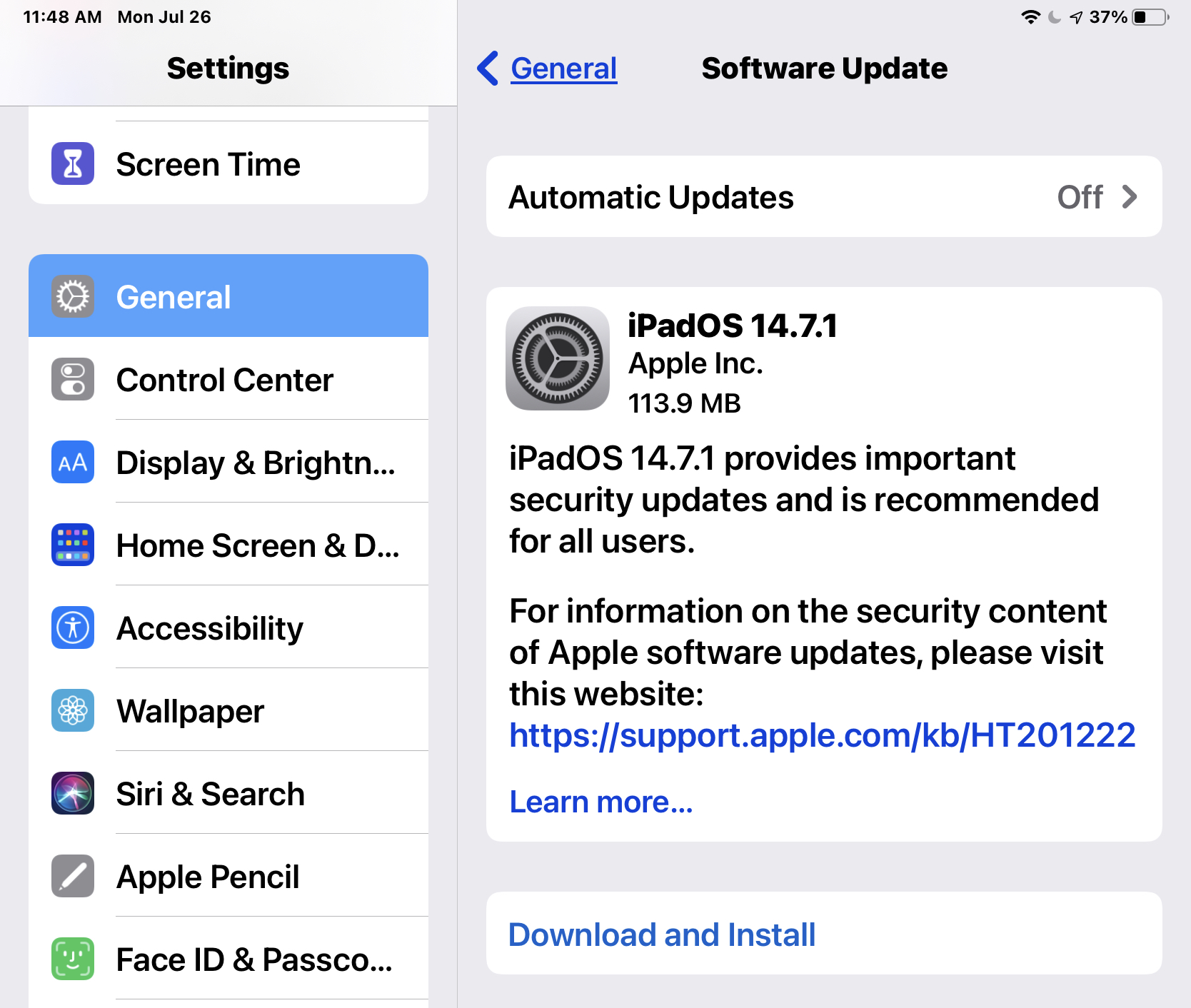 iOS 14.7.1 和 iPadOS 14.7.1