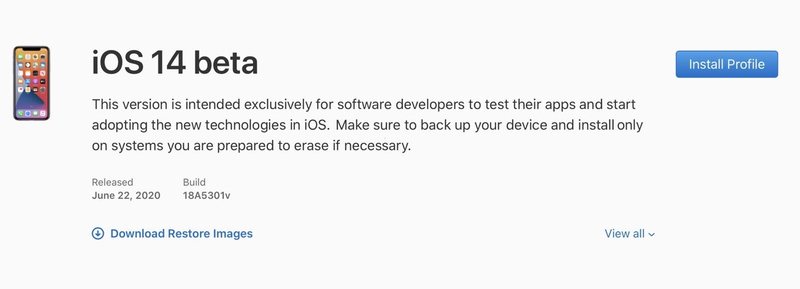 iOS 14 开发测试版下载