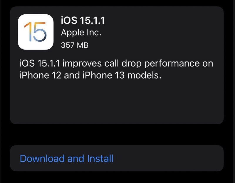 iOS 15.1.1 更新